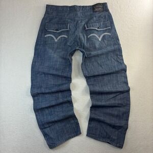 Y2K Levis 569 Loose Straight Jeans Men 36x32 Blue Faded Skater Baggy Whiskered